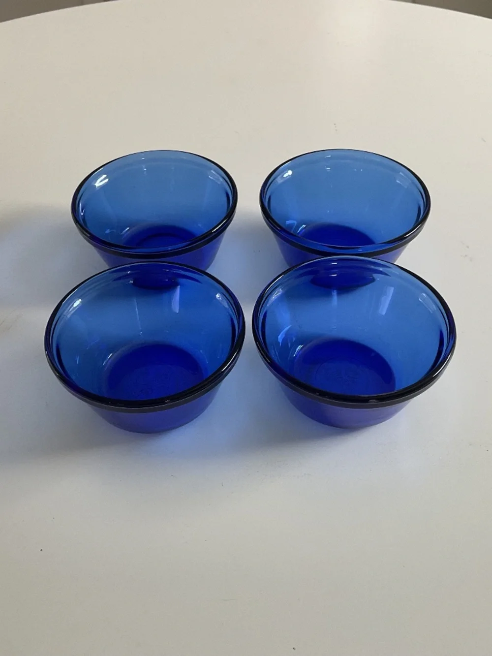 Set of 4 Anchor Hocking Cobalt Blue Glass Custard Cups Ramekins Bowls 6oz